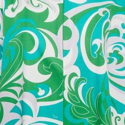 Pre Owned Emilio Pucci Green Printed Cotton Long Dress M