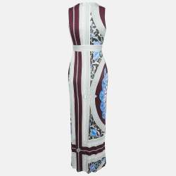 Pre Owned Emilio Pucci Multicolor Printed Jersey V-Neck Sleeveless Maxi Dress S