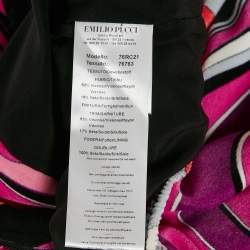 Pre Owned Emilio Pucci Pink/Multicolor Printed Velvet Zip-Up Bomber Jacket S