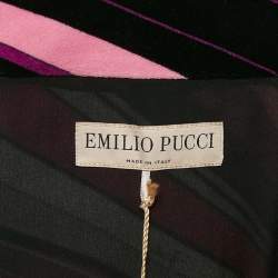 Pre Owned Emilio Pucci Pink/Multicolor Printed Velvet Zip-Up Bomber Jacket S