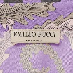 Pre Owned Emilio Pucci Purple Printed Silk Long Sleeve Shirt L