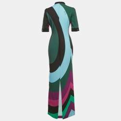 Emilio Pucci Multicolor Abstract Print Crepe Maxi Dress M