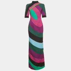 Emilio Pucci Multicolor Abstract Print Crepe Maxi Dress M