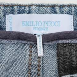 Pre Owned Emilio Pucci Faded Blue Denim Zip Detail Jeans M