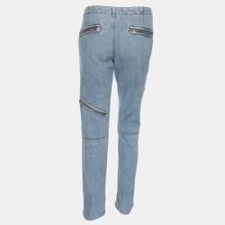 Pre Owned Emilio Pucci Faded Blue Denim Zip Detail Jeans M