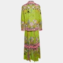 Emilio Pucci Green Nairobi-Print Cotton Shirt and Skirt Set M