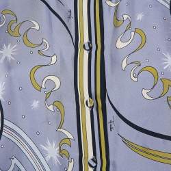 Pre Owned Emilio Pucci Blue Printed Silk Long Sleeve Shirt M