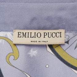 Pre Owned Emilio Pucci Blue Printed Silk Long Sleeve Shirt M