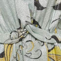 Emilio Pucci Blue Printed Lurex Silk Maxi Dress M