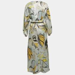 Emilio Pucci Blue Printed Lurex Silk Maxi Dress M