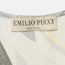 Emilio Pucci Blue Printed Lurex Silk Maxi Dress M