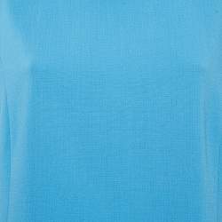 Pre Owned Emilio Pucci Blue Wool Round Neck Short Dress L