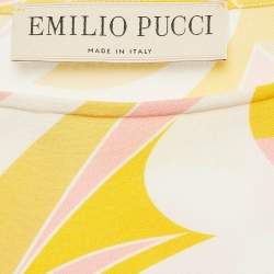 Pre Owned Emilio Pucci Yellow Printed Crepe Tie-Up Mini Dress S