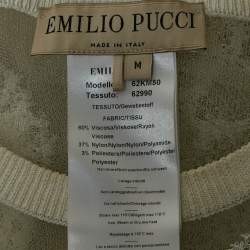 Emilio Pucci White Embroidered Tulle Sheer Pullover M
