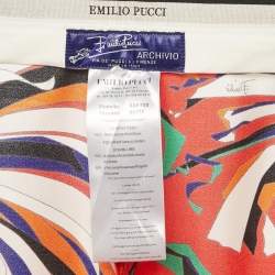 Emilio Pucci Blue/Red Printed Silk Wide Leg Trousers M