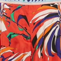 Emilio Pucci Blue/Red Printed Silk Wide Leg Trousers M