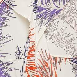 Emilio Pucci White  Printed Silk Ruffled Strappy Top S