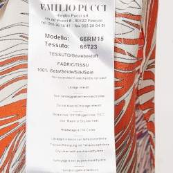 Emilio Pucci White  Printed Silk Ruffled Strappy Top S
