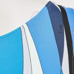 Pre Owned Emilio Pucci Blue Printed Jersey Cowl neck Midi Dress M