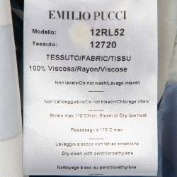 Pre Owned Emilio Pucci Blue Printed Jersey Cowl neck Midi Dress M