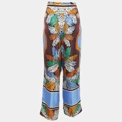 Emilio Pucci Multicolor Printed Silk Wide Leg Trousers L
