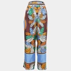 Emilio Pucci Multicolor Printed Silk Wide Leg Trousers L