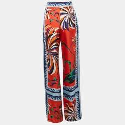 Emilio Pucci Multicolor Printed Silk Wide Leg Trousers S