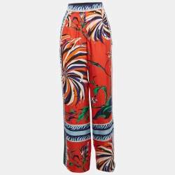 Emilio Pucci Multicolor Printed Silk Wide Leg Trousers S