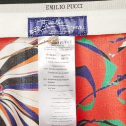 Emilio Pucci Multicolor Printed Silk Wide Leg Trousers S