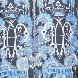 Emilio Pucci Multicolor Printed Silk and Cashmere Zip-Up Long Sleeve Jacket L