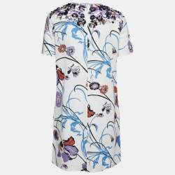  Emilio Pucci White Floral Cotton Blend Embellished Mini Dress M 