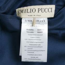 Emilio Pucci Multicolor/Navy Blue Printed Silk Zip-Up Reversible Bomber Jacket L