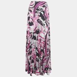 مملوكة مسبقًا Emilio Pucci Pink Printed Silk Maxi Skirt L