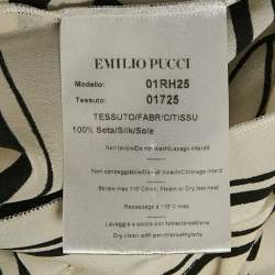 Pre Owned Emilio Pucci White Printed Silk Sleeveless Mini Dress S