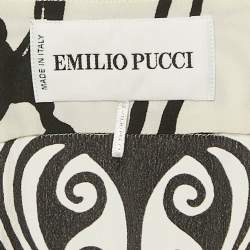 Pre Owned Emilio Pucci White Printed Silk Sleeveless Mini Dress S