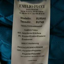 Pre Owned Emilio Pucci Pink/Blue Printed Satin Silk Quilted Pencil Skirt S