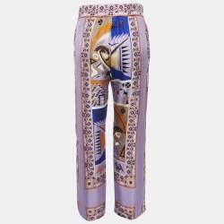 Emilio Pucci Purple/Orange Printed Silk Wide Leg Trousers S