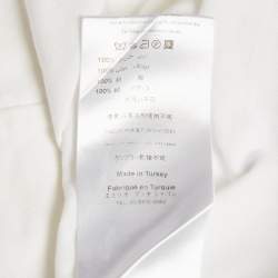 Pre Owned Emilio Pucci White Jersey Printed Silk Ruffled Sleeve T-Shirt M