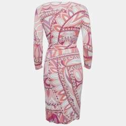 مملوكة مسبقًا Emilio Pucci Pink Printed Jersey Long Sleeve Short Dress S
