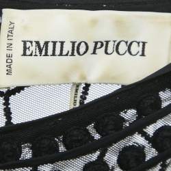 Emilio Pucci Black Embellished Mesh Feather Detail Mini Dress L
