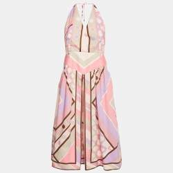 مملوكة مسبقًا Emilio Pucci Pink Printed Cotton Halter Neck Short Dress M