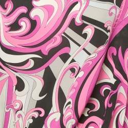 Pre Owned Emilio Pucci Pink Printed Silk Asymmetric Top XL