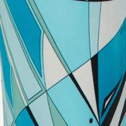 Pre Owned Emilio Pucci Blue Printed Jersey Flared Leg Trousers M