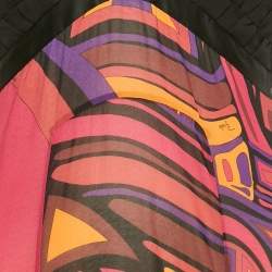 Pre Owned Emilio Pucci Multicolour Printed Silk Braided Detail Maxi Dress S