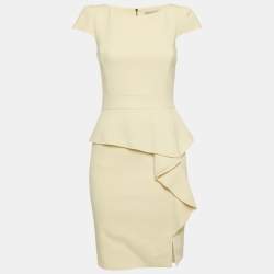 Emilio Pucci Cream Wool Ruffled Cap Sleeve Mini Dress S