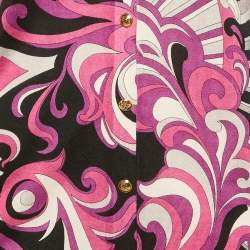 Emilio Pucci Pink Fluilio Print Stretch Knit Cardigan S