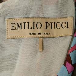 Pre Owned  Emilio Pucci Pink/Blue Fluilio Print Crepe Chain Strap Mini Dress M 