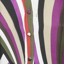 Pre Owned Emilio Pucci Multicolor Iride Print Silk Long Sleeve M
