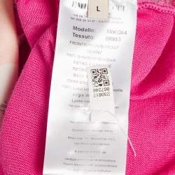 Emilio Pucci Pink Printed Silk Wool Short Sleeve Cardigan L