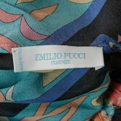 Pre Owned Emilio Pucci Multicolor Printed Chiffon Elasticized Waist Maxi Dress S
